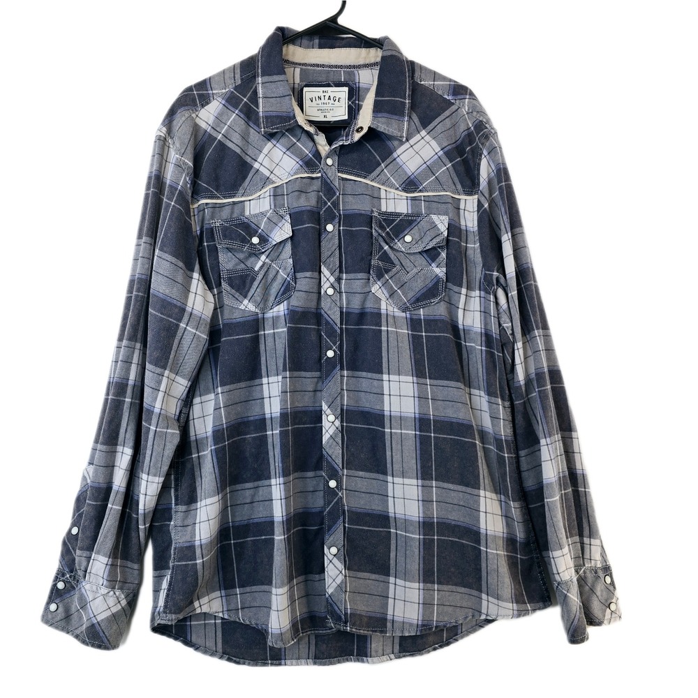 BKE Vintage Flannel Shirt Western Plaid Long Sleeve Button Up Men's Extra Large